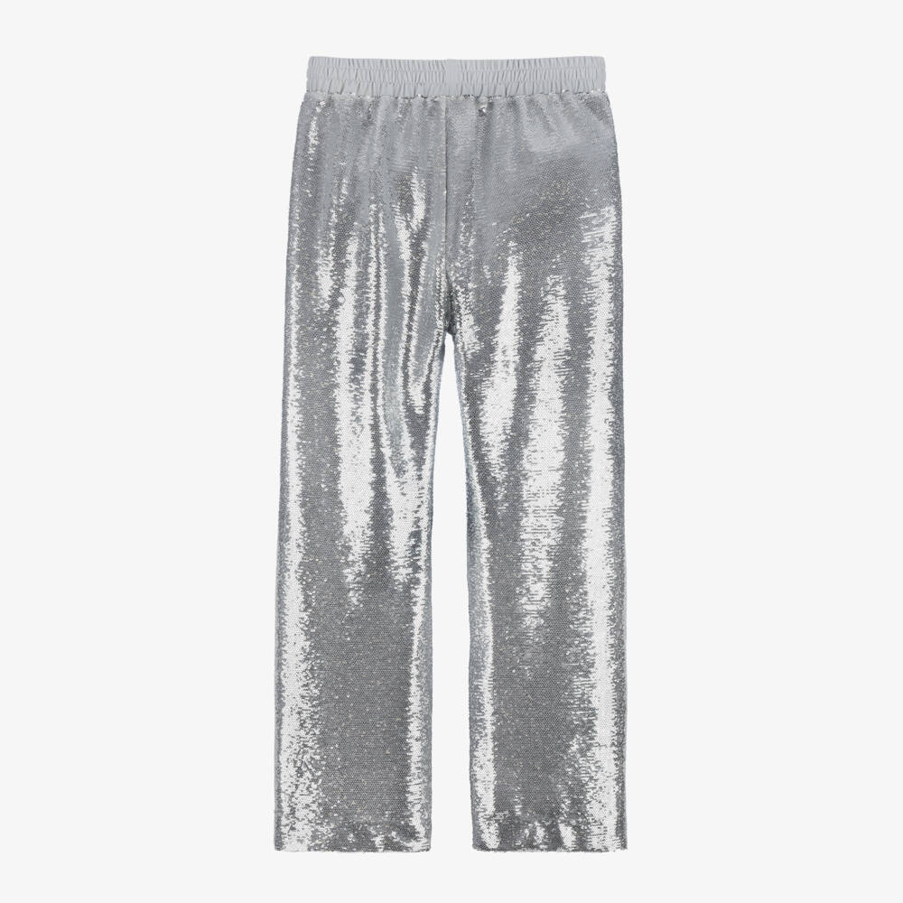 Monnalisa-Girls Glittering Silver Wide Trousers | Childrensalon Outlet