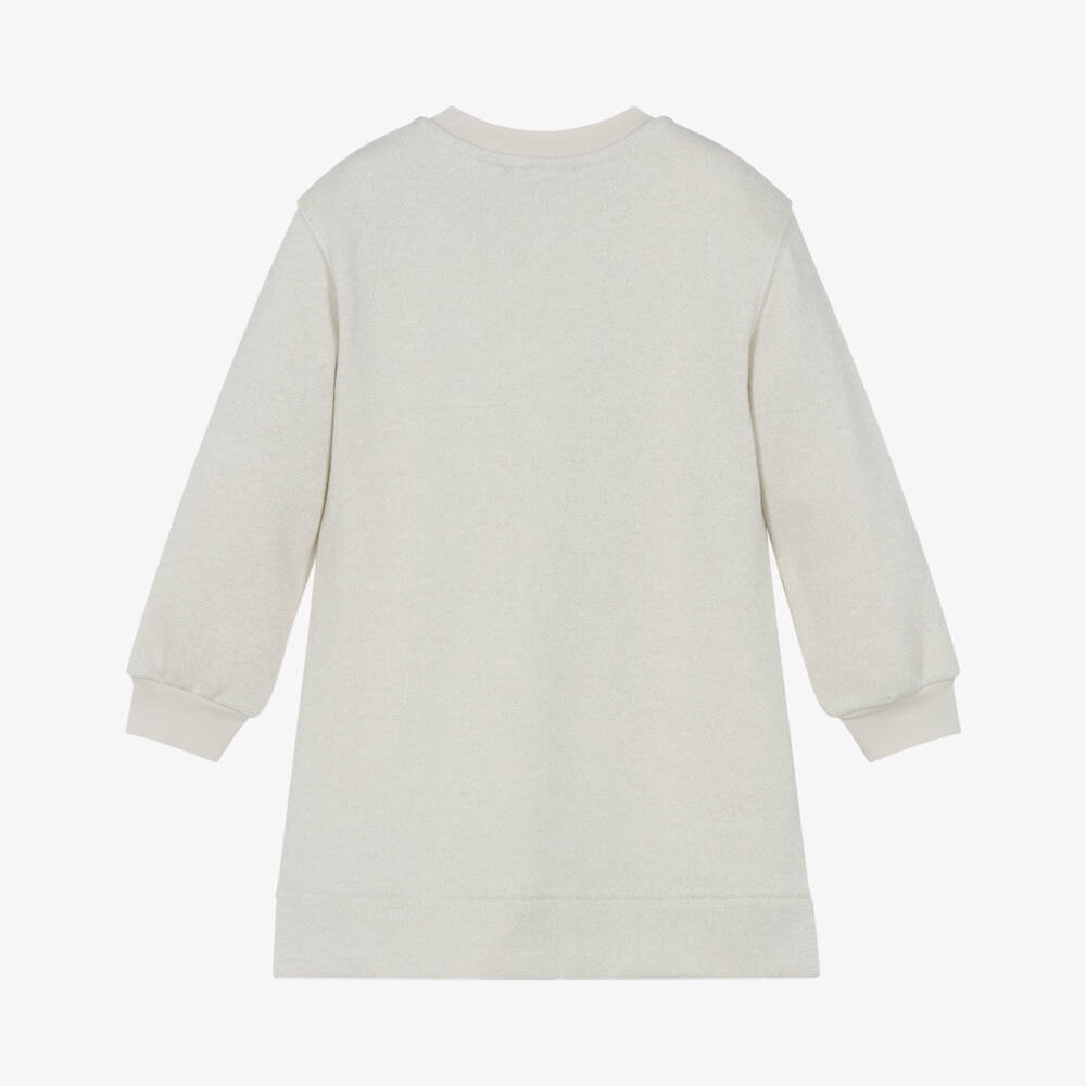 Monnalisa-Girls Glittery Ivory Cotton Minnie Mouse Sweatshirt Dress | Childrensalon Outlet