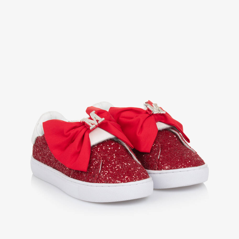 Monnalisa-Girls Glittery Red Velcro Kicks | Childrensalon Outlet