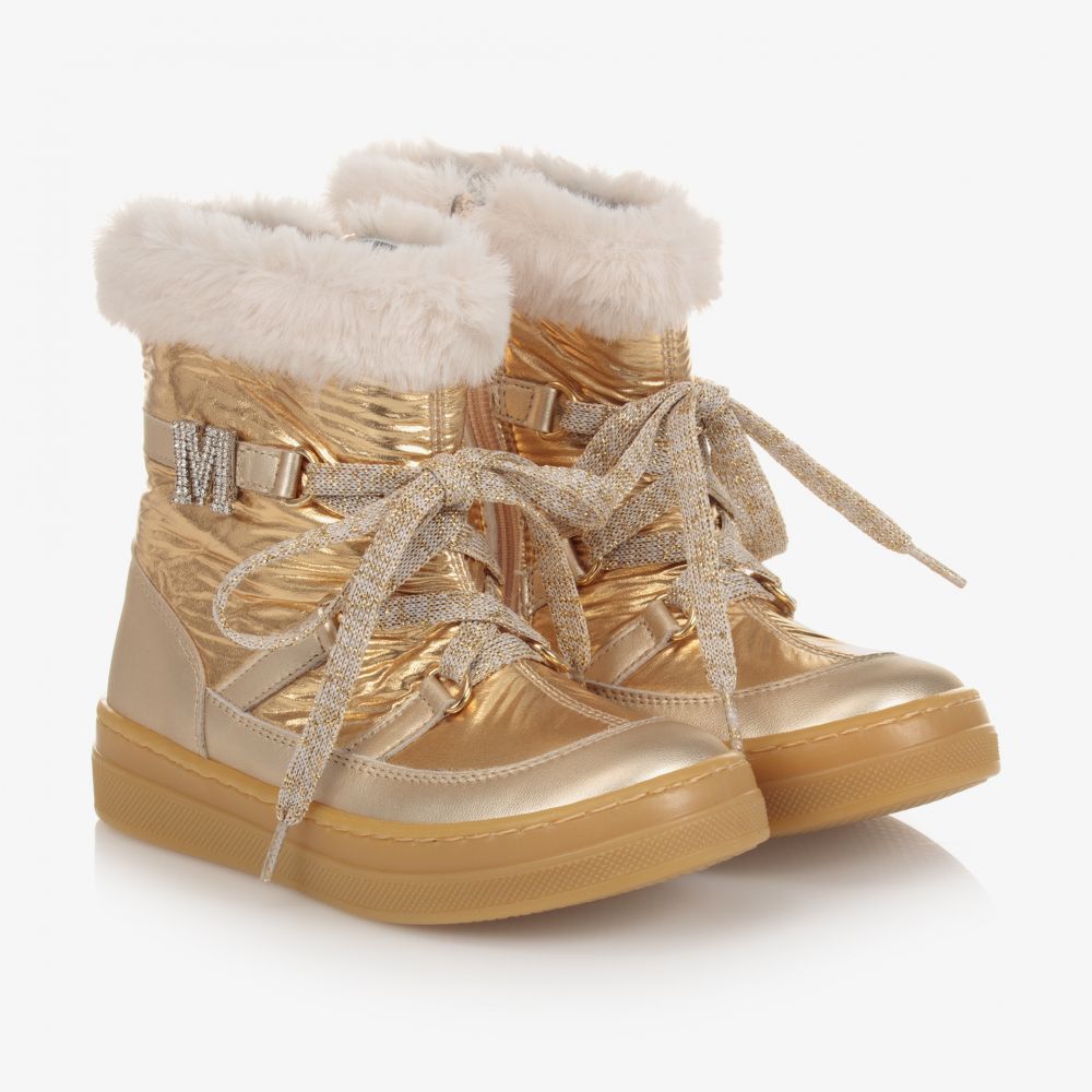 Monnalisa Girls Gold Boots Childrensalon Outlet
