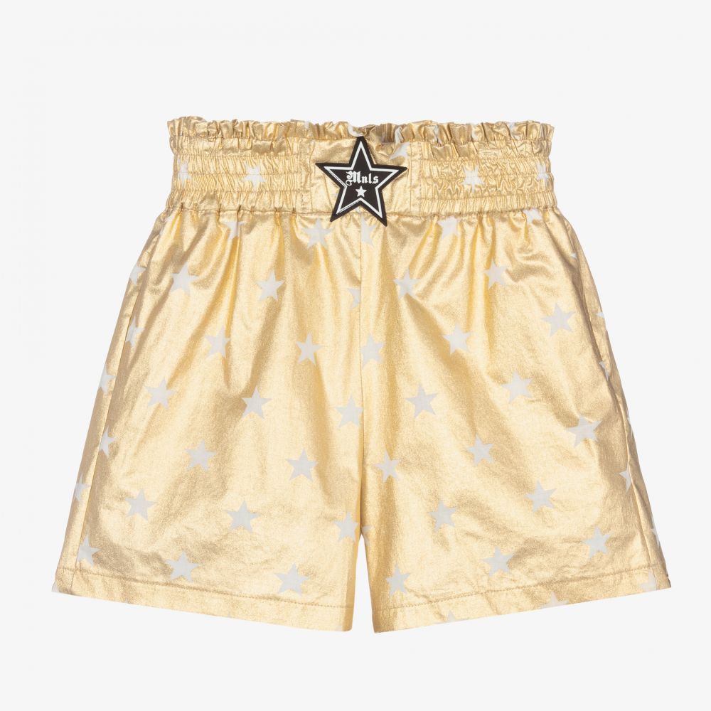 Monnalisa - Girls Gold Cotton Shorts | Childrensalon