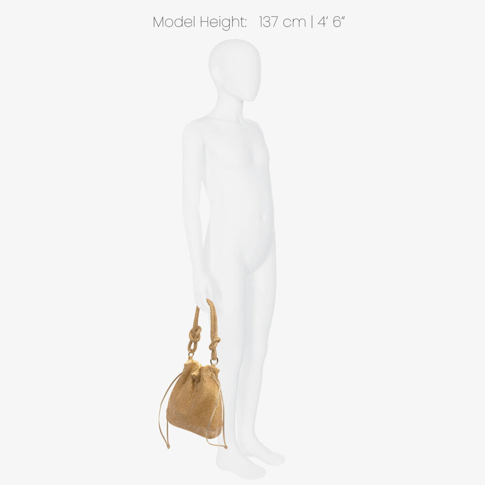 Monnalisa-Girls Gold Crystal Handbag (23cm) | Childrensalon Outlet