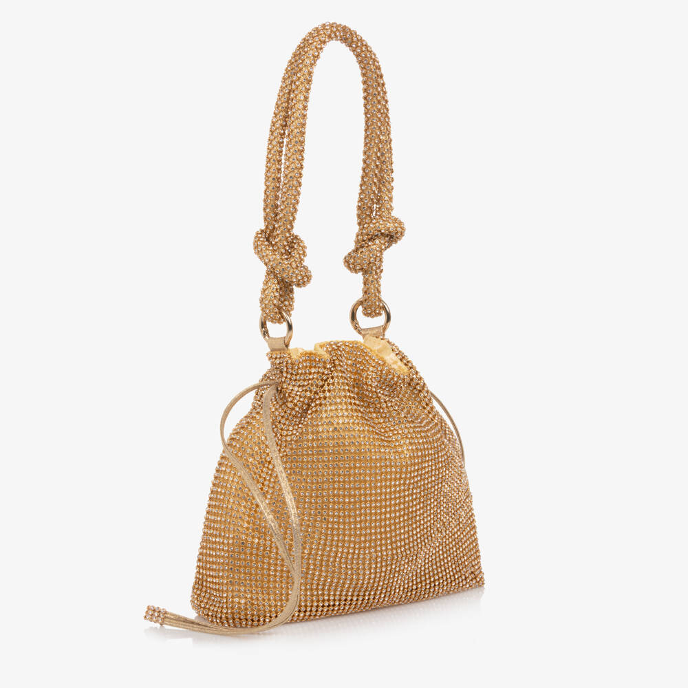 Monnalisa-Girls Gold Crystal Handbag (23cm) | Childrensalon Outlet