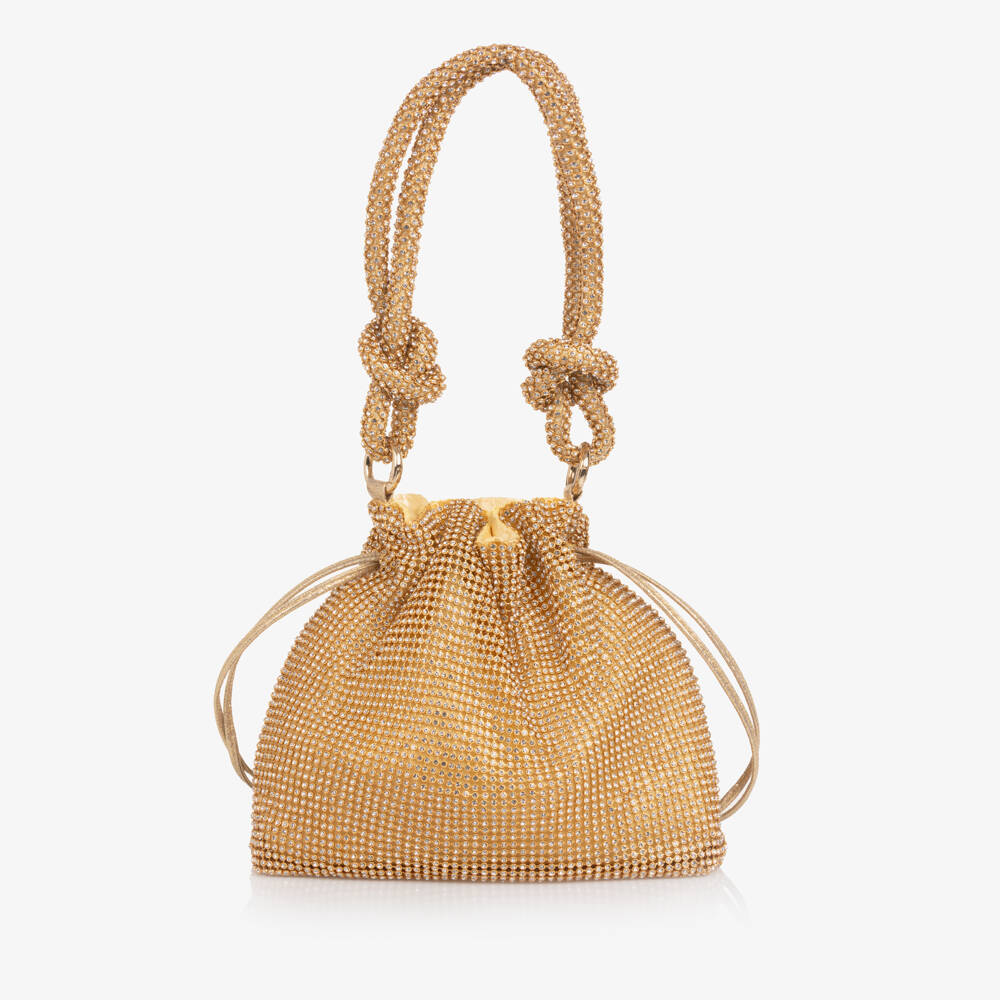 Monnalisa-Girls Gold Crystal Handbag (23cm) | Childrensalon Outlet