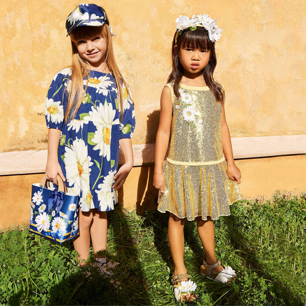 Monnalisa Girls Gold Sequined Dress