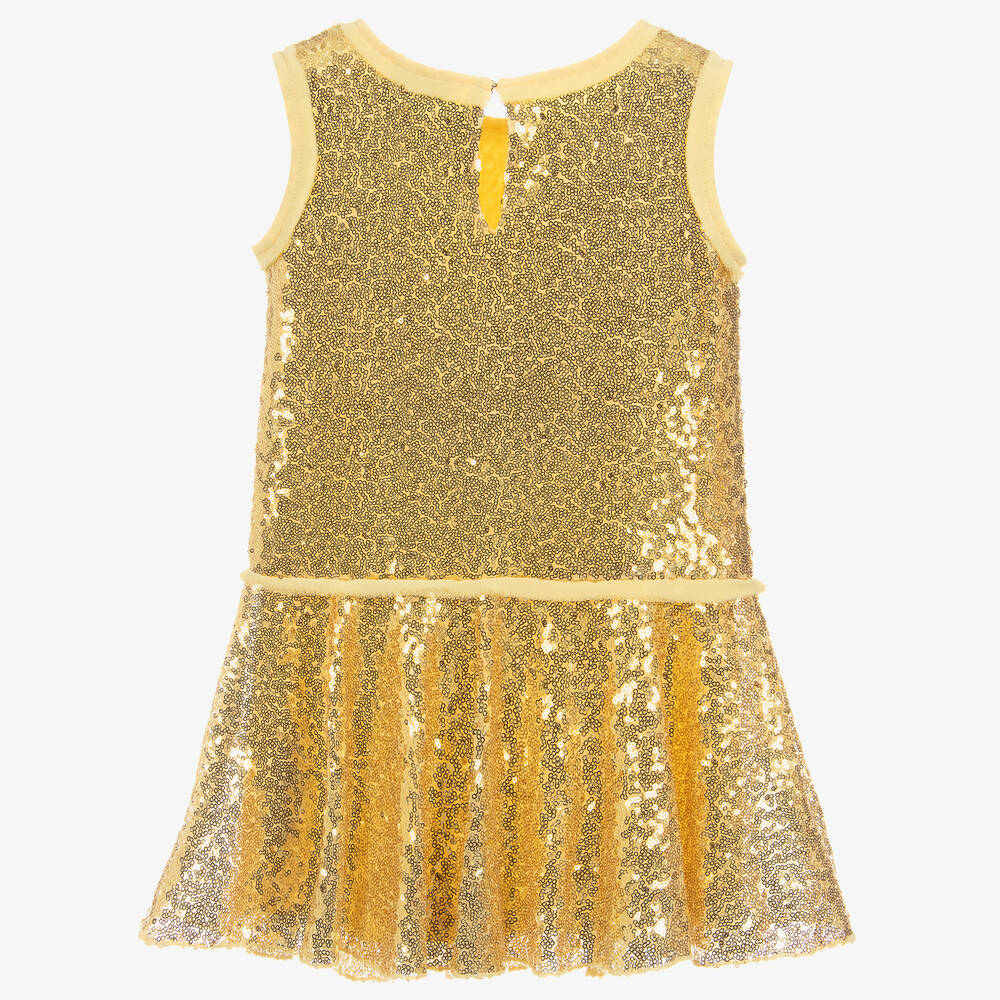 Monnalisa-Girls Gold Sequined Dress | Childrensalon Outlet