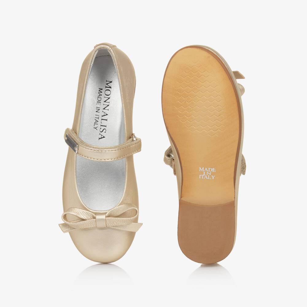 موناليزا-حذاء رقص جلدي ذهبي للبنات | Childrensalon Outlet