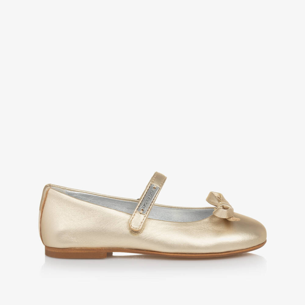موناليزا-حذاء رقص جلدي ذهبي للبنات | Childrensalon Outlet