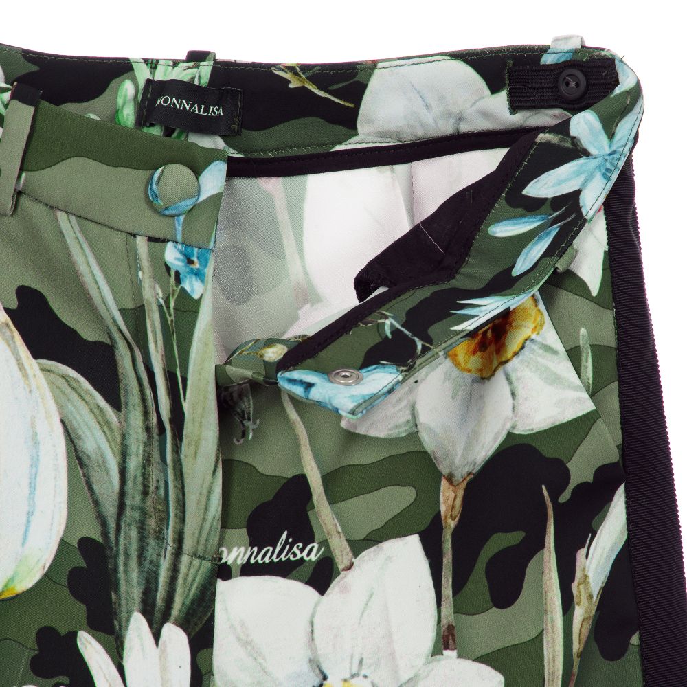 Monnalisa-Girls Green Floral Culottes | Childrensalon Outlet