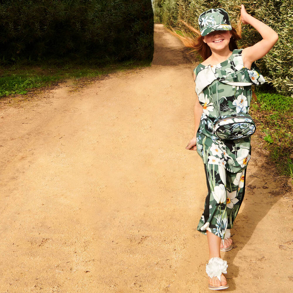 Monnalisa-Girls Green Floral Culottes | Childrensalon Outlet