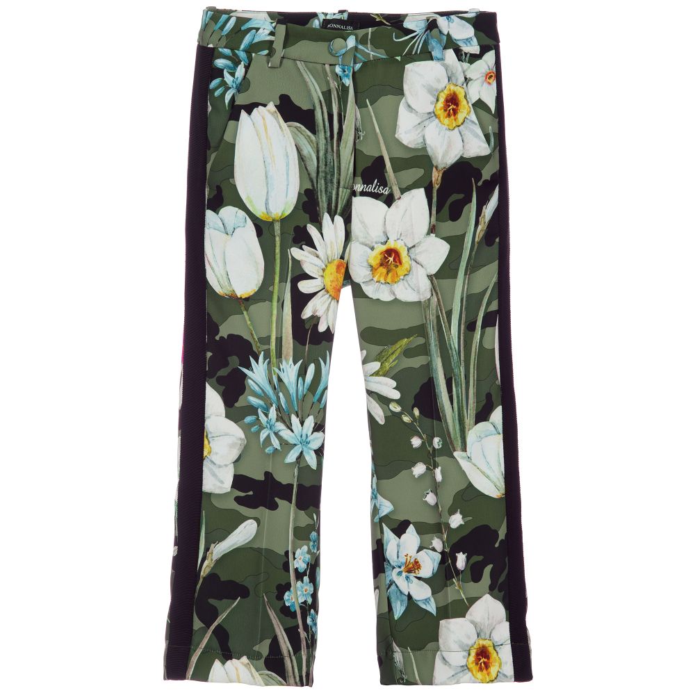 Monnalisa - Girls Green Floral Culottes | Childrensalon