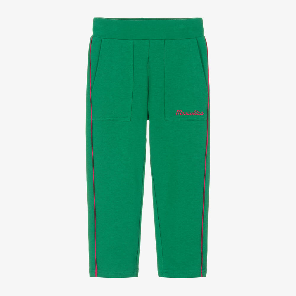 Monnalisa - Girls Green Straight Leg Cotton Joggers | Childrensalon