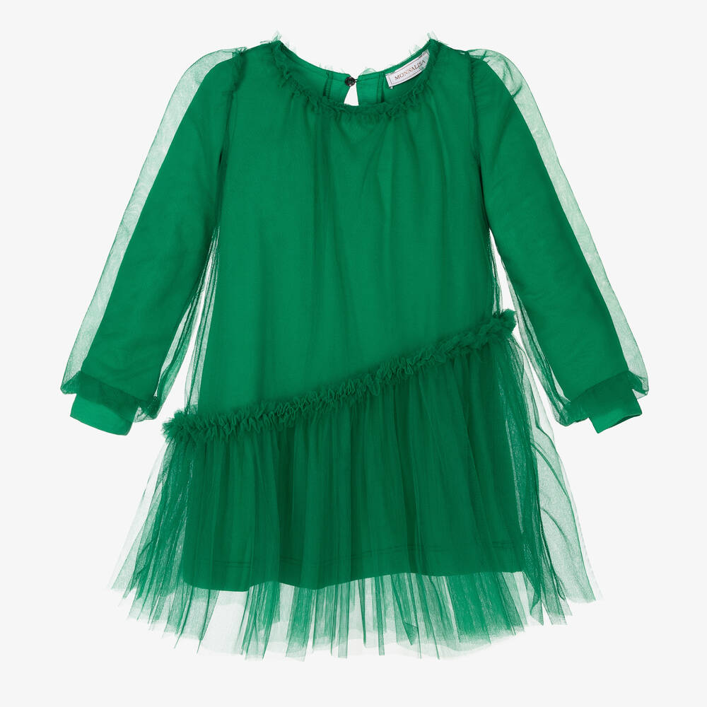 Monnalisa-Girls Green Tulle & Jersey Dress | Childrensalon Outlet