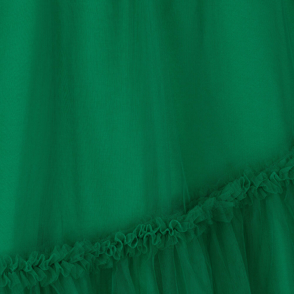 Monnalisa - Girls Green Tulle & Jersey Dress | Childrensalon Outlet