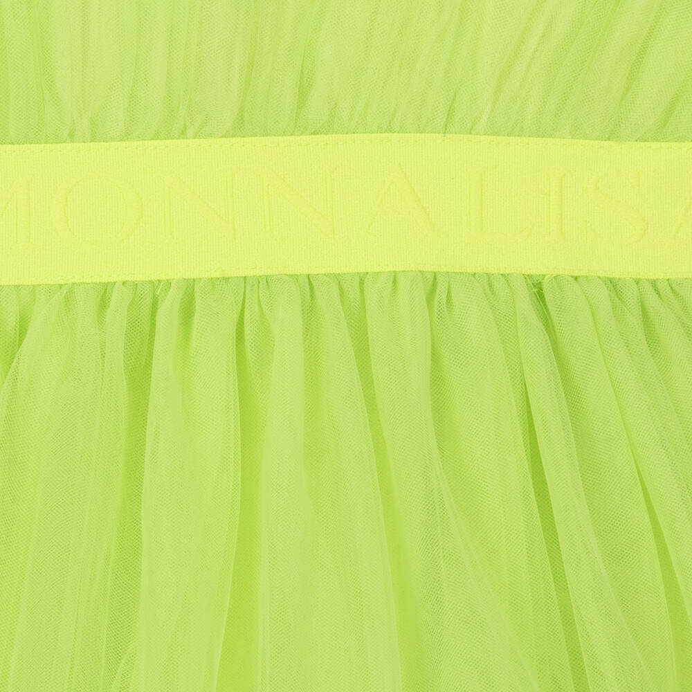 Monnalisa-فستان تول لون أخضر مزين بكشكش | Childrensalon Outlet