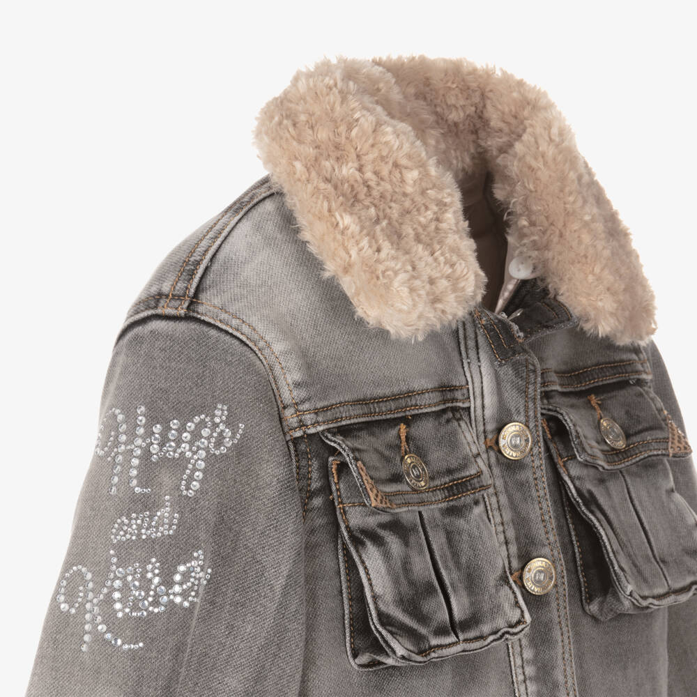 Monnalisa-Серая джинсовая куртка Disney для девочек | Childrensalon Outlet