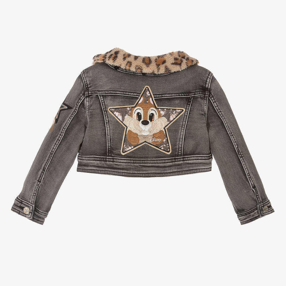 Monnalisa-جاكيت قطن دنيم لون رمادي للبنات | Childrensalon Outlet