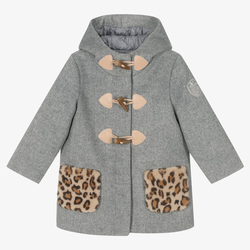 Monnalisa - Grauer Dufflecoat für Mädchen | Childrensalon