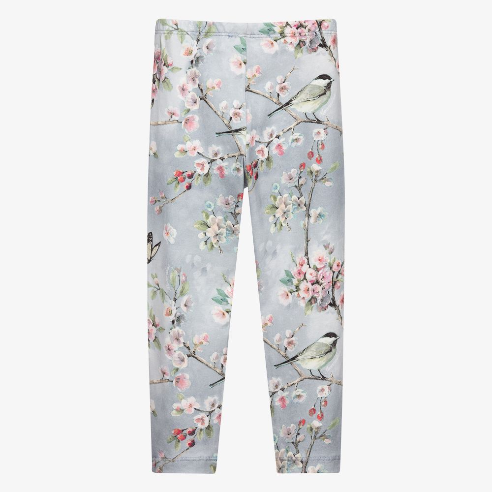 Monnalisa Girls Grey Floral Leggings