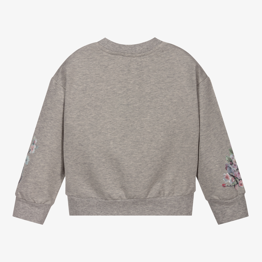 Grey floral sweatshirt hot sale