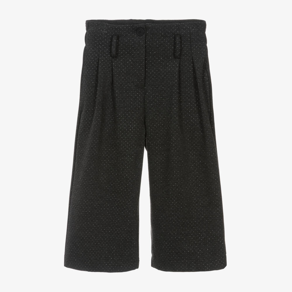 Monnalisa-Girls Grey Glitter Wide-Leg Trousers | Childrensalon Outlet