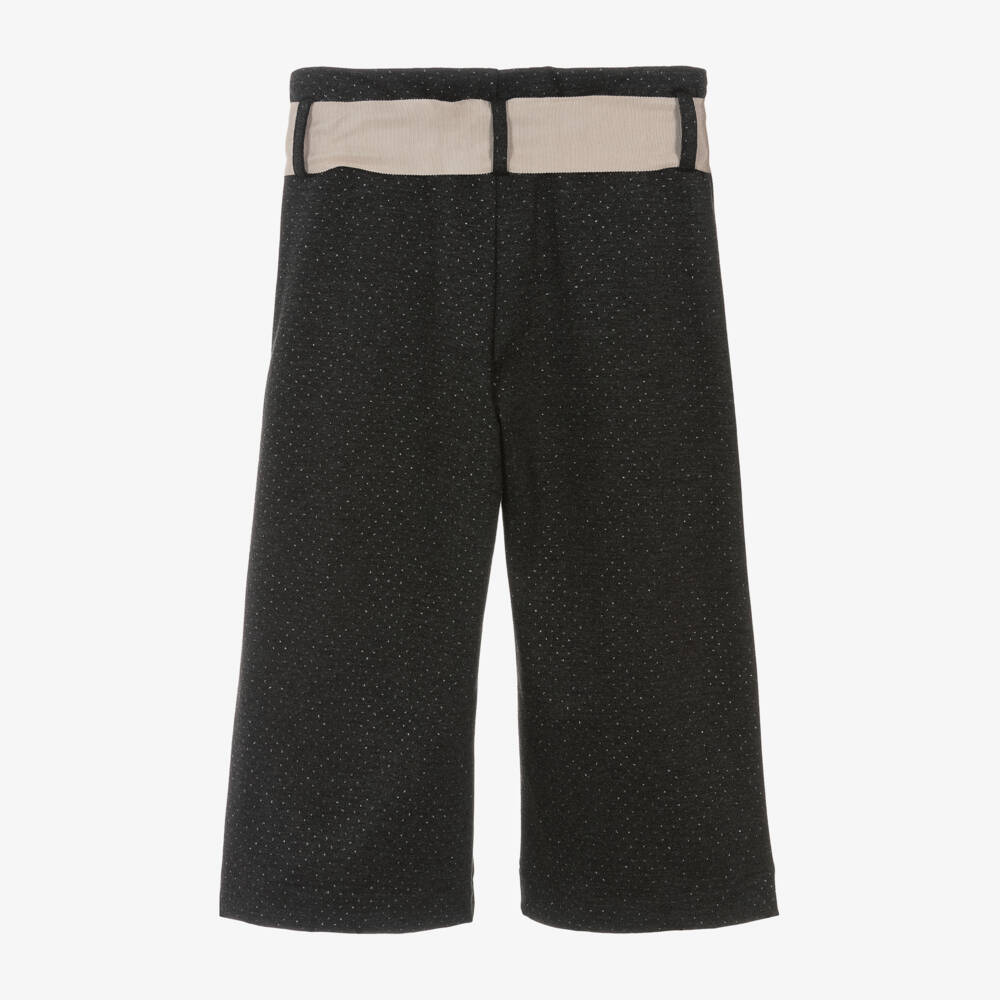 Monnalisa-Girls Grey Glitter Wide-Leg Trousers | Childrensalon Outlet