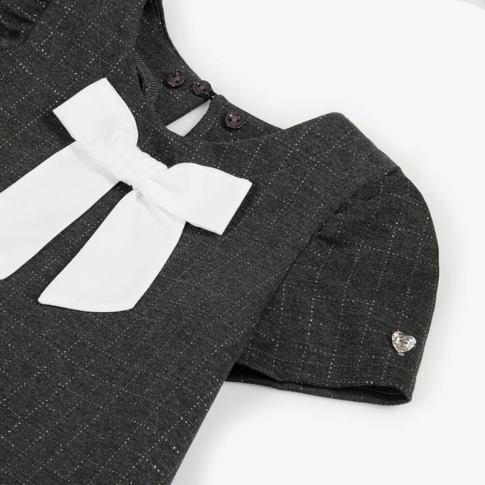 Monnalisa-فستان بياقة جيرسي ميلانو لون رمادي | Childrensalon Outlet