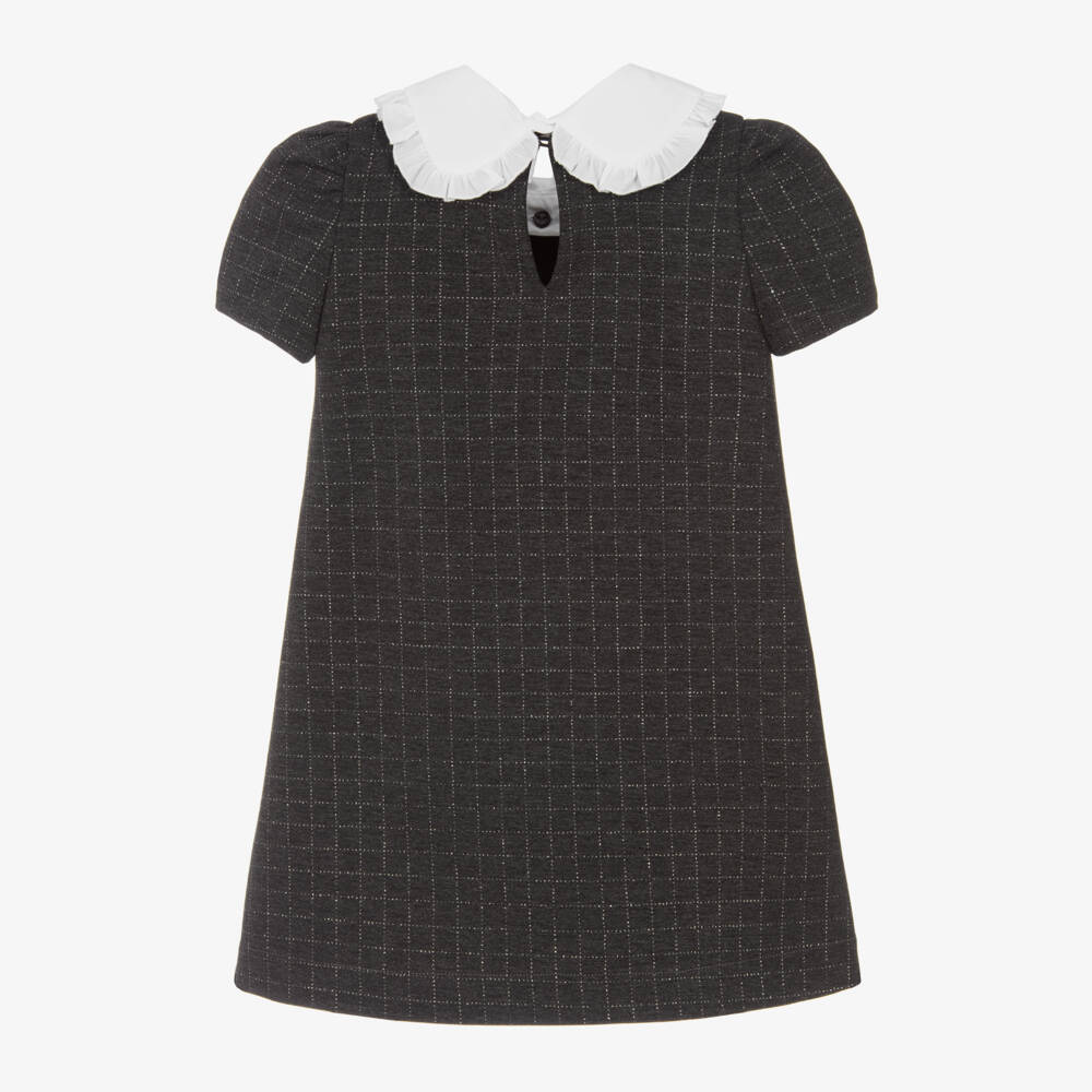 Monnalisa-فستان بياقة جيرسي ميلانو لون رمادي | Childrensalon Outlet