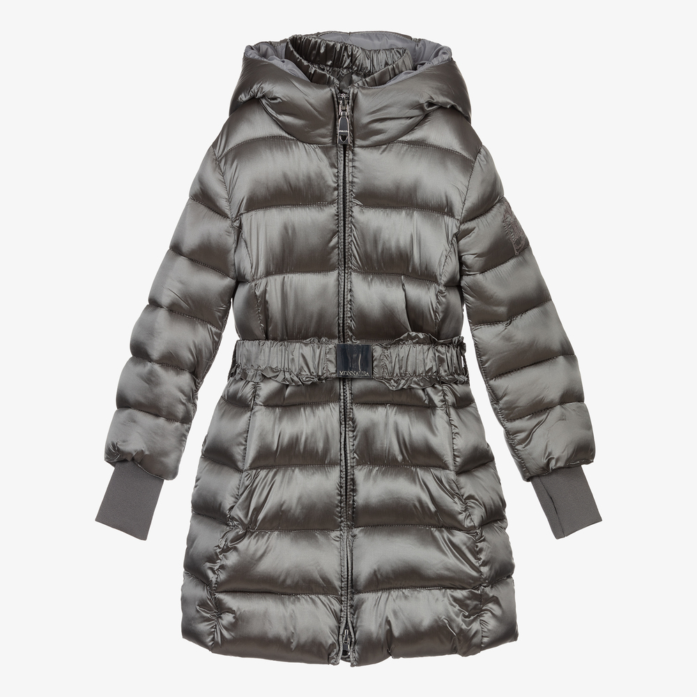 Monnalisa - Girls Grey Puffer Coat | Childrensalon
