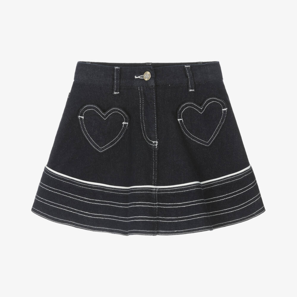 Monnalisa-Girls Indigo Denim Charm Skirt | Childrensalon Outlet