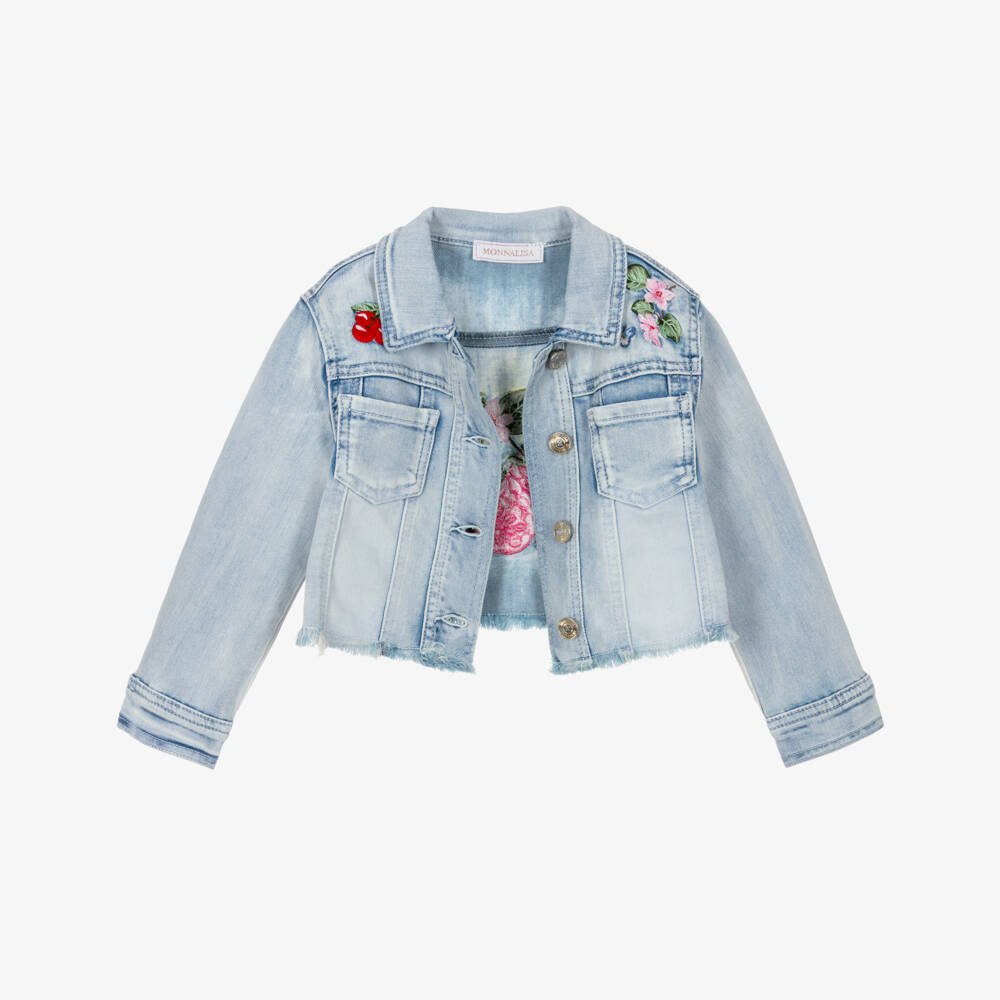 موناليزا-جاكيت جينز مطرز باللون النيلي للبنات | Childrensalon Outlet