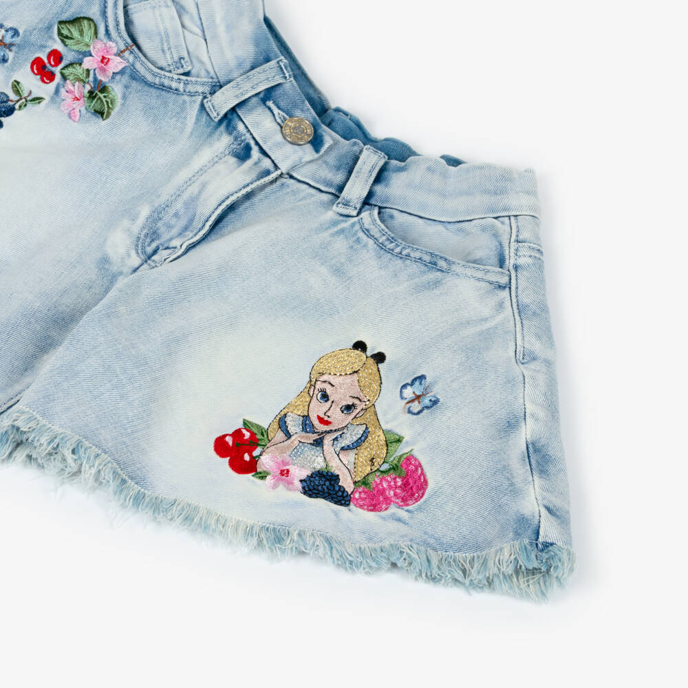 Monnalisa-Джинсовые шорты с вышивкой индиго для девочек | Childrensalon Outlet