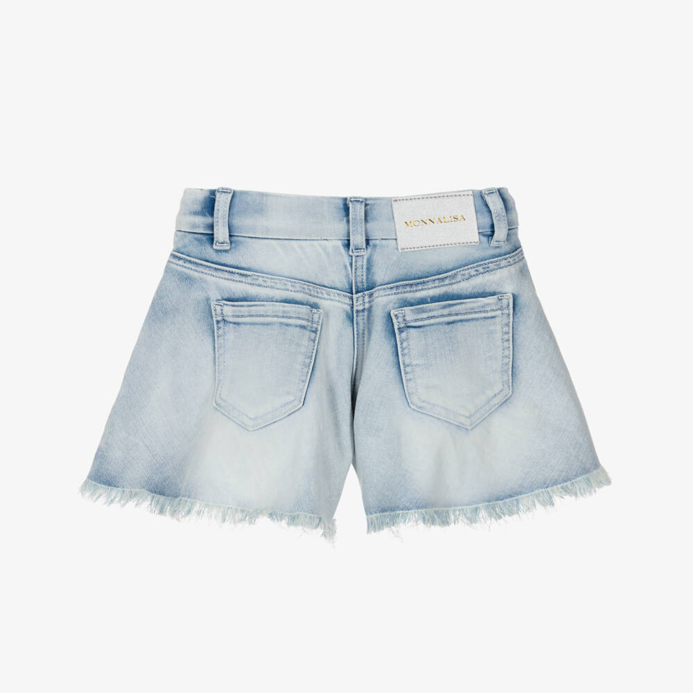 Monnalisa-Джинсовые шорты с вышивкой индиго для девочек | Childrensalon Outlet