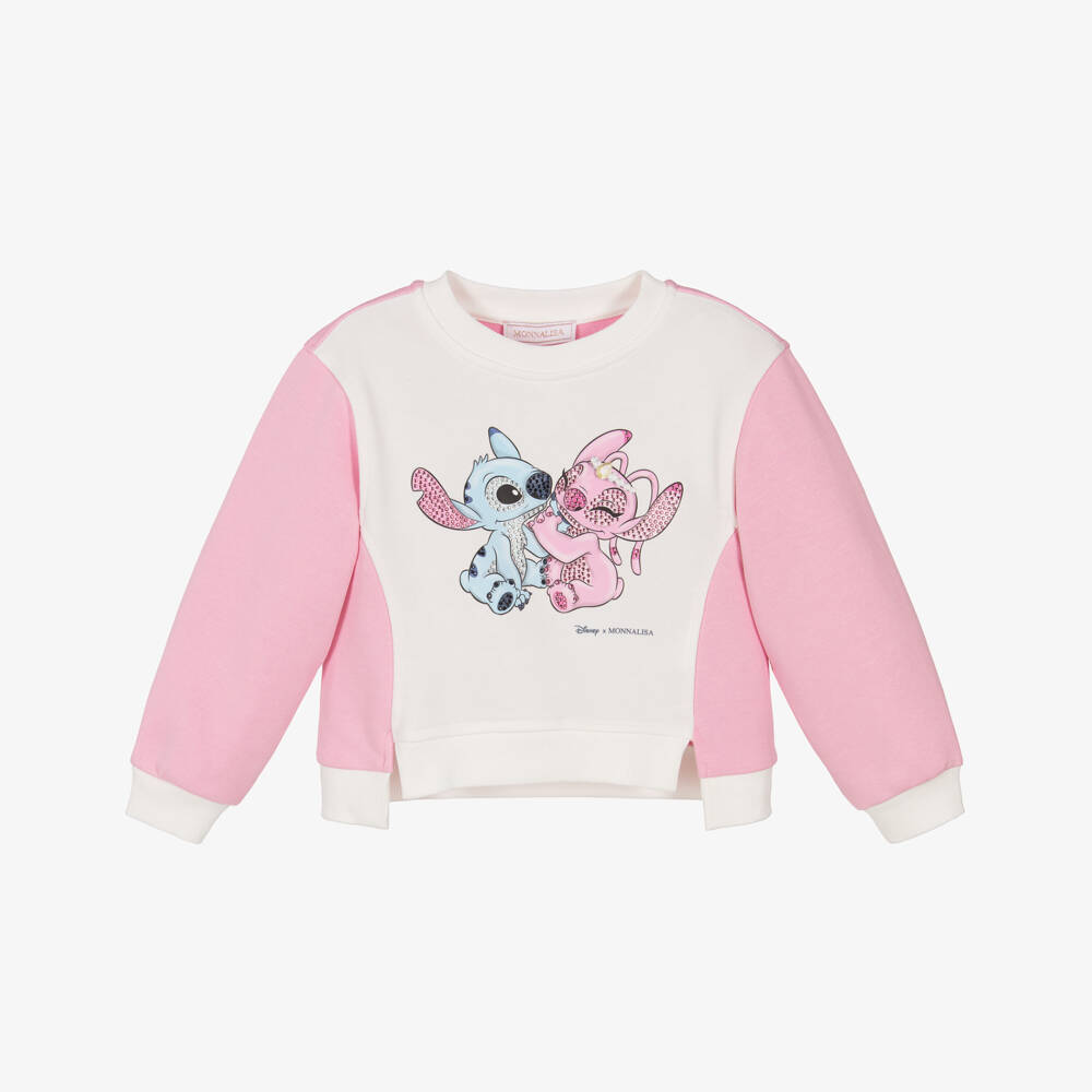 Monnalisa-Кремовый и розовый свитер Disney для девочек | Childrensalon Outlet