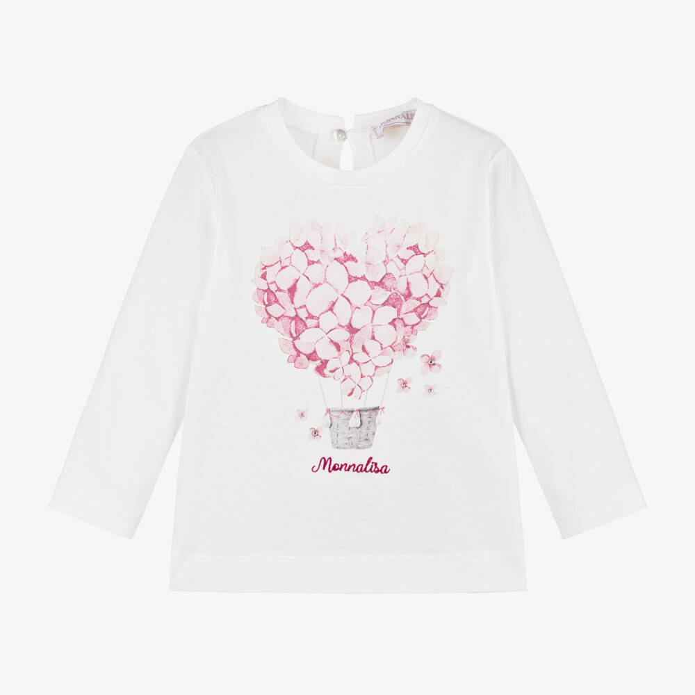 Monnalisa-Girls Ivory Balloon Print Tee | Childrensalon Outlet