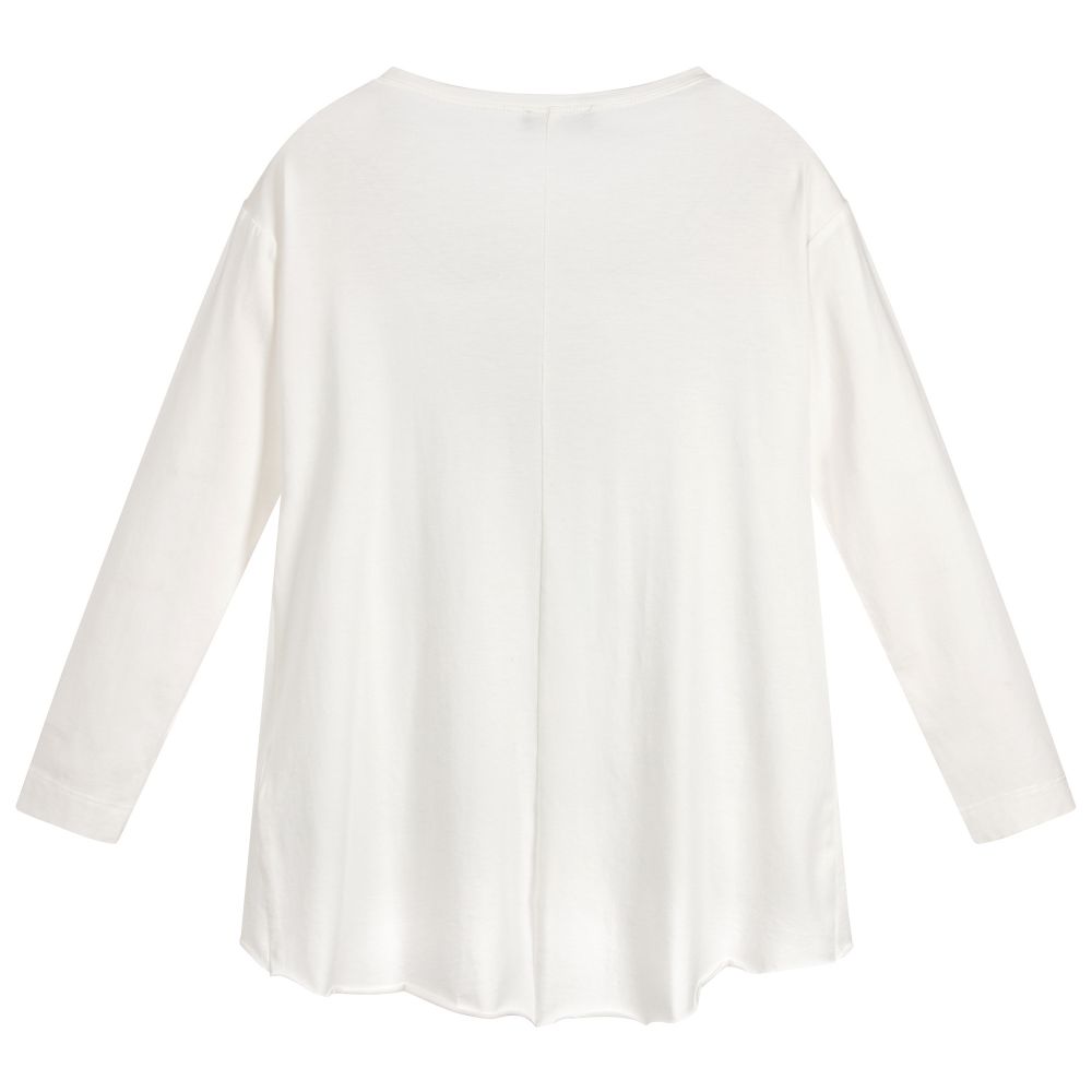 Monnalisa-Girls Ivory Beaded Cotton Top | Childrensalon Outlet