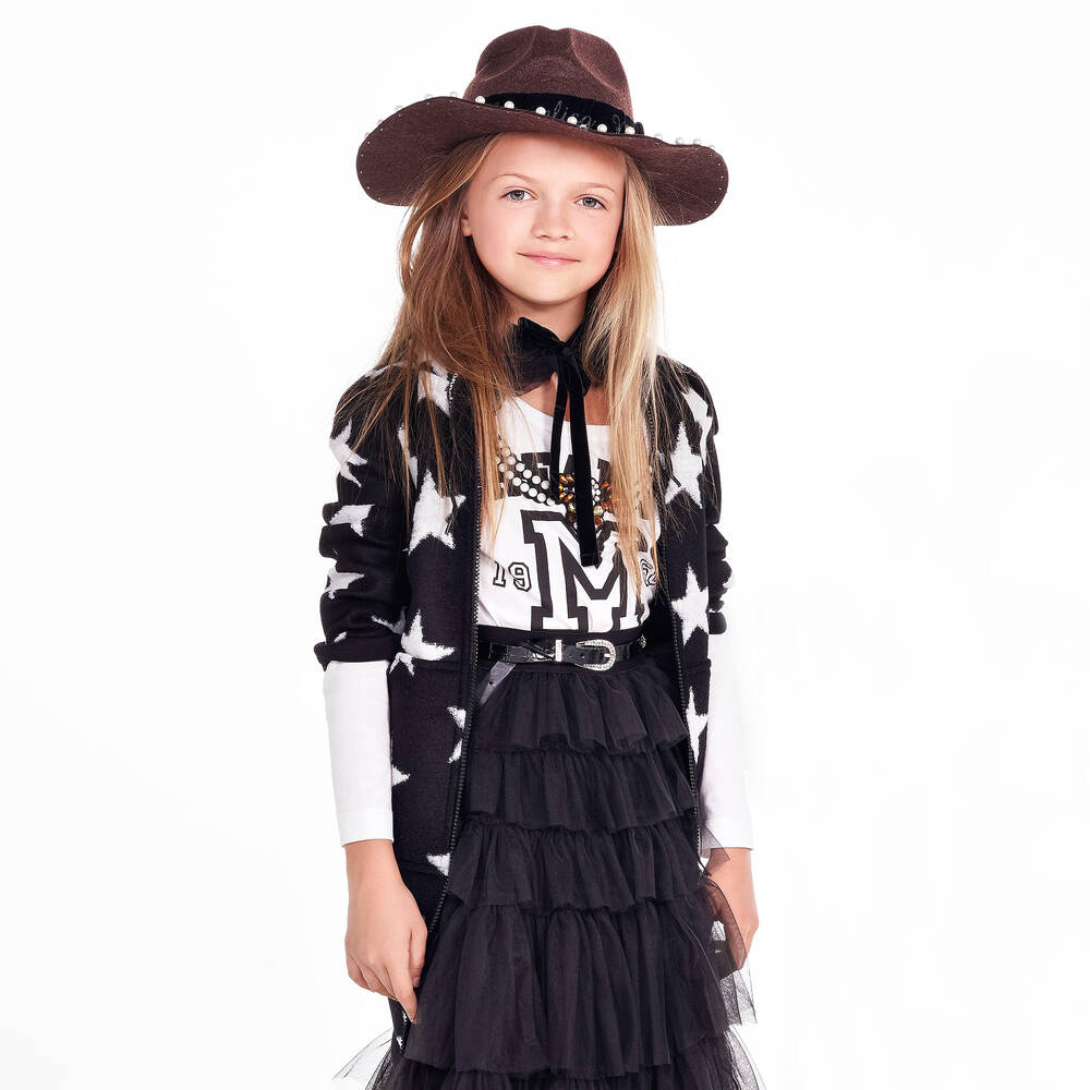 Monnalisa-Girls Ivory Beaded Cotton Top | Childrensalon Outlet