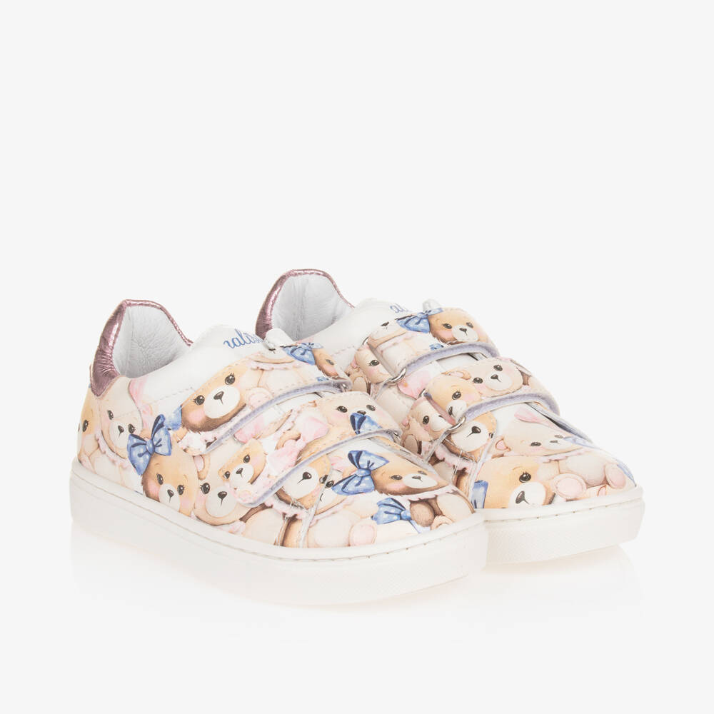 Monnalisa-Girls Ivory Bear Print Trainers | Childrensalon Outlet