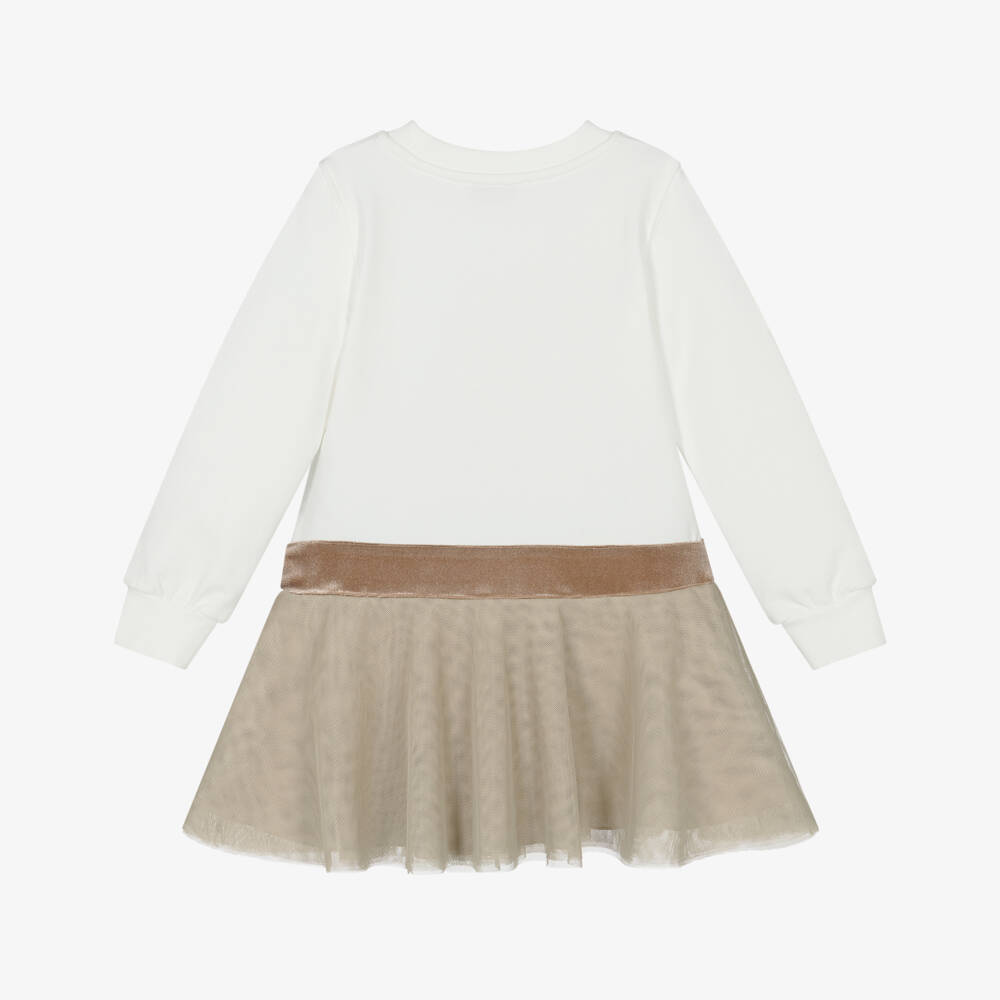 Monnalisa-فستان عاجي بيج للبنات بتصميم تيدي | Childrensalon Outlet