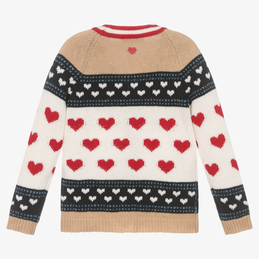 Monnalisa-Кремово-бежевый шерстяной кардиган | Childrensalon Outlet