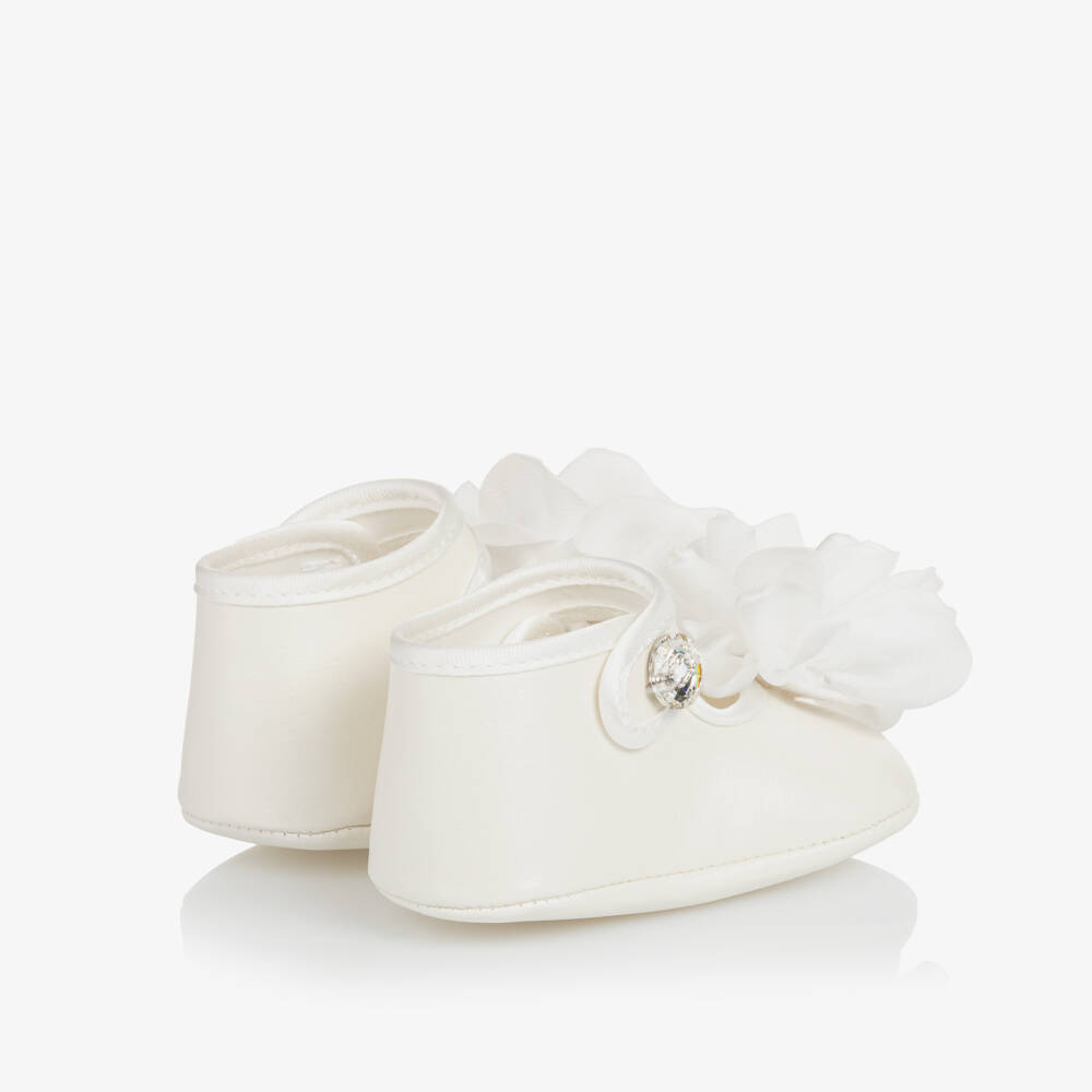 Monnalisa-Girls' Ivory Bloom Pre-Walker Shoes | Childrensalon Outlet