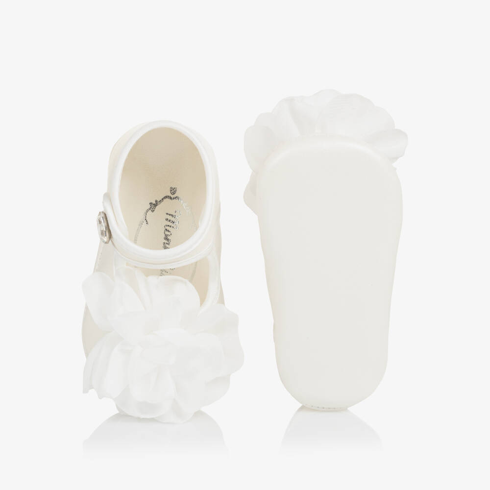 Monnalisa-Girls' Ivory Bloom Pre-Walker Shoes | Childrensalon Outlet