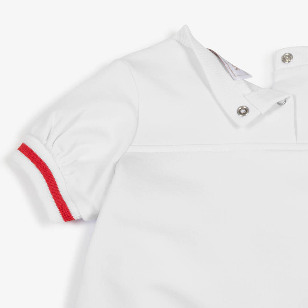 Monnalisa-Girls Ivory Cat Bow Jersey Dress | Childrensalon Outlet