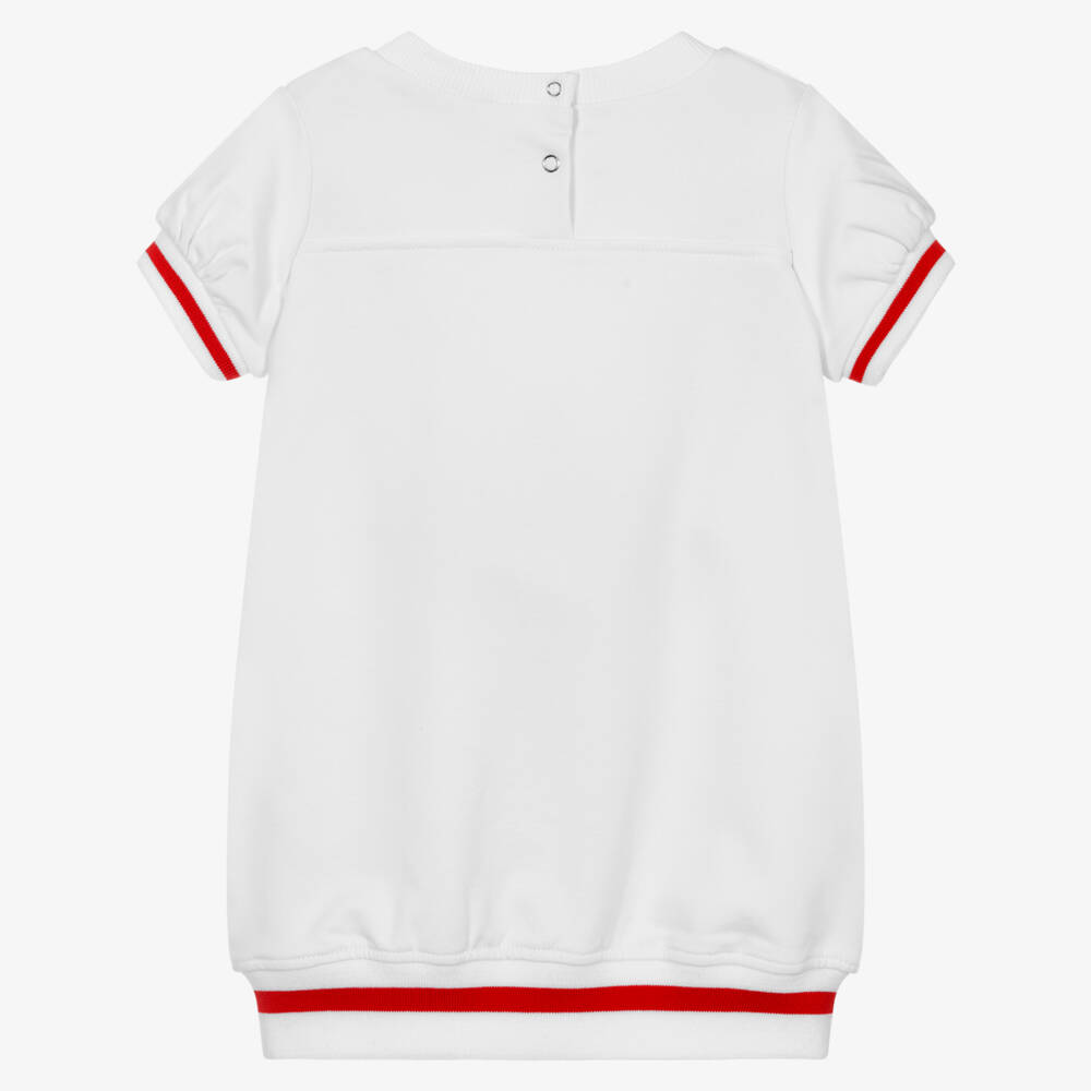 Monnalisa-Girls Ivory Cat Bow Jersey Dress | Childrensalon Outlet