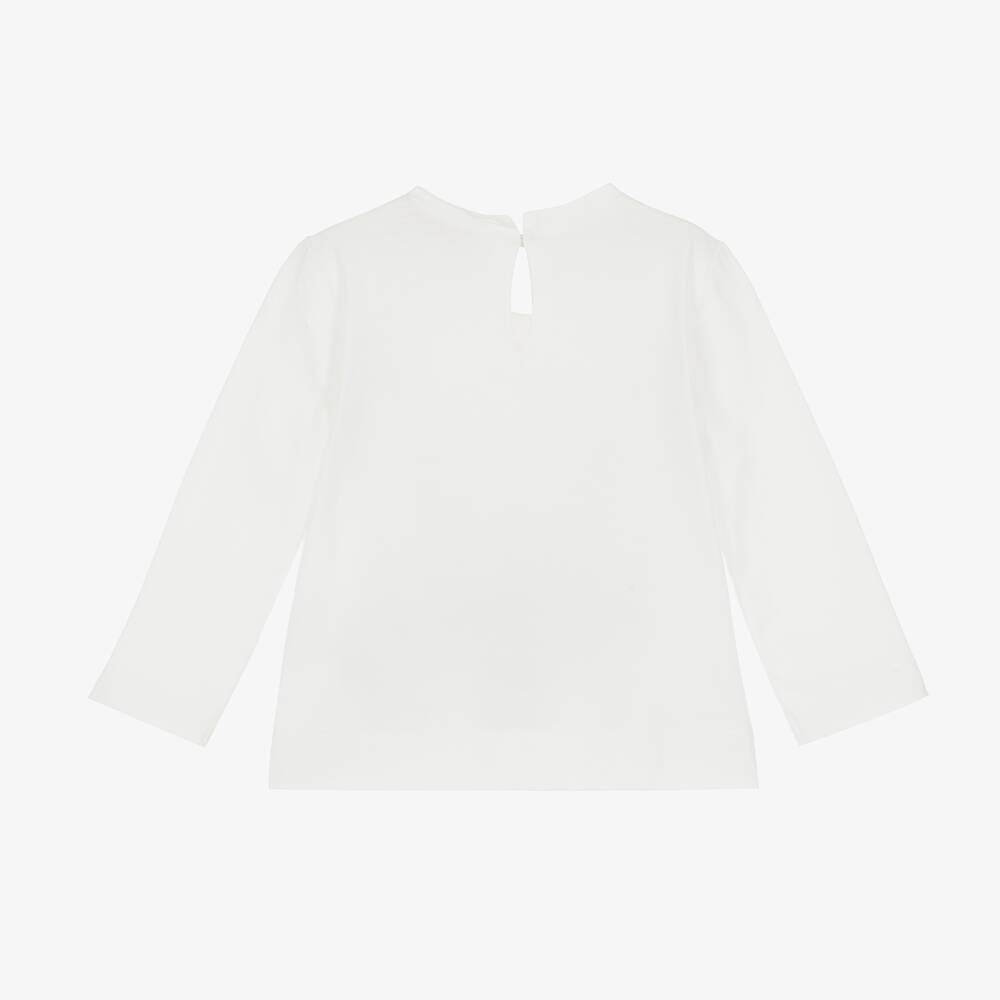 Monnalisa-Girls Ivory Cotton Ballerina Teddy Top | Childrensalon Outlet