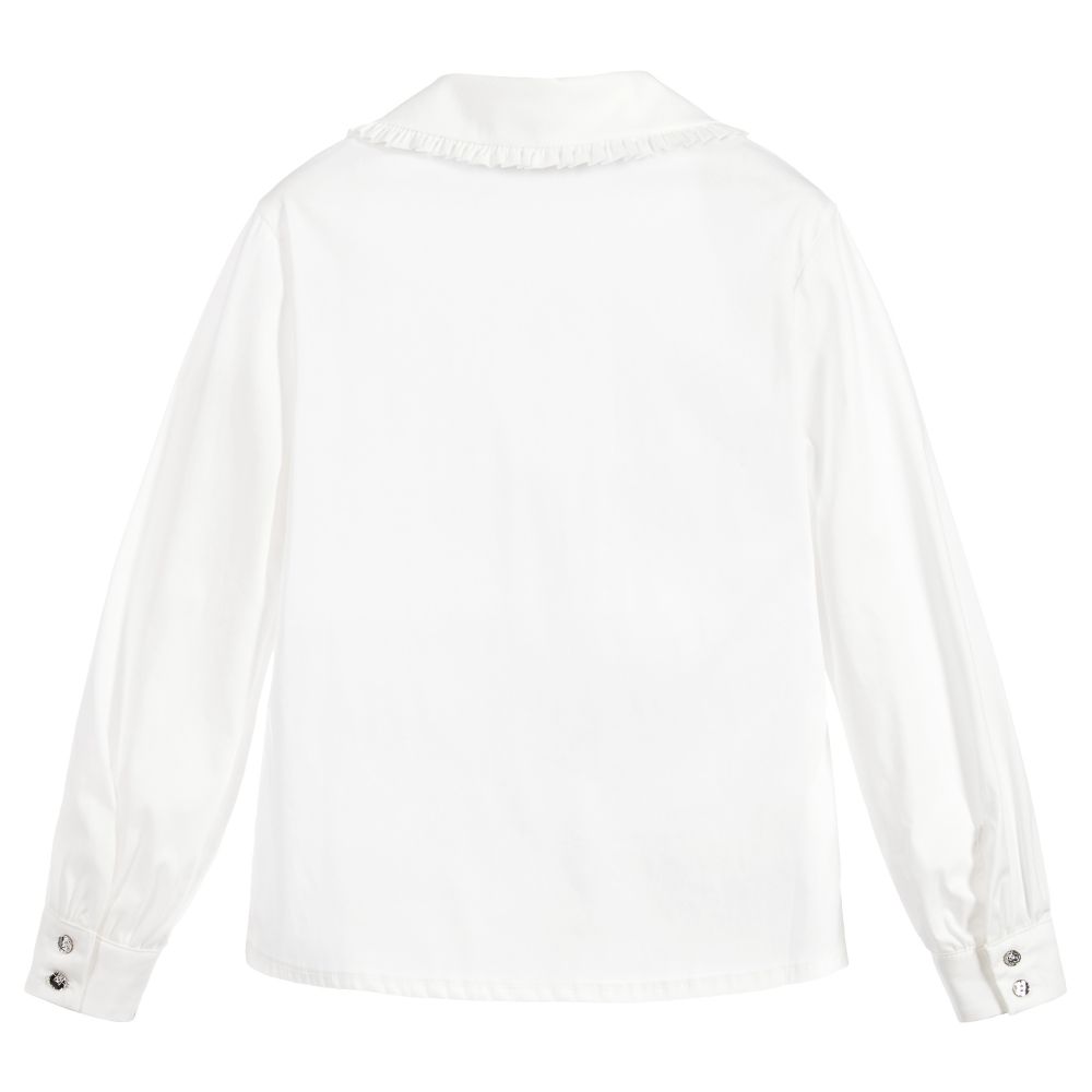 Monnalisa-Girls Ivory Cotton Blouse | Childrensalon Outlet
