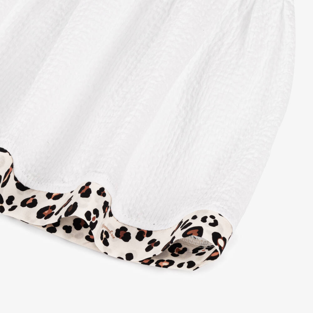 Monnalisa-Girls Ivory Cotton Bow Dress | Childrensalon Outlet