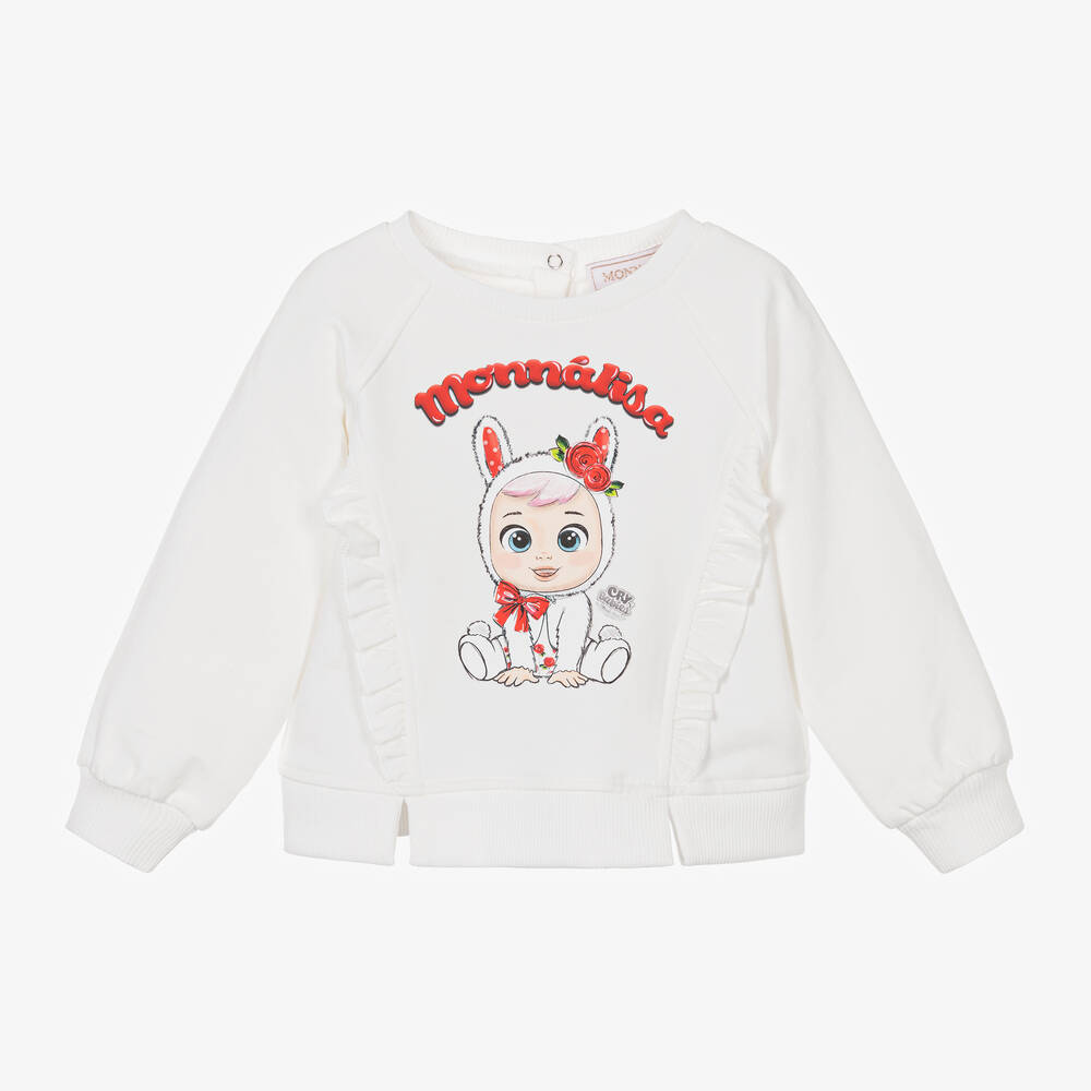 Monnalisa - Cry Babies Sweatshirt in Elfenbein | Childrensalon