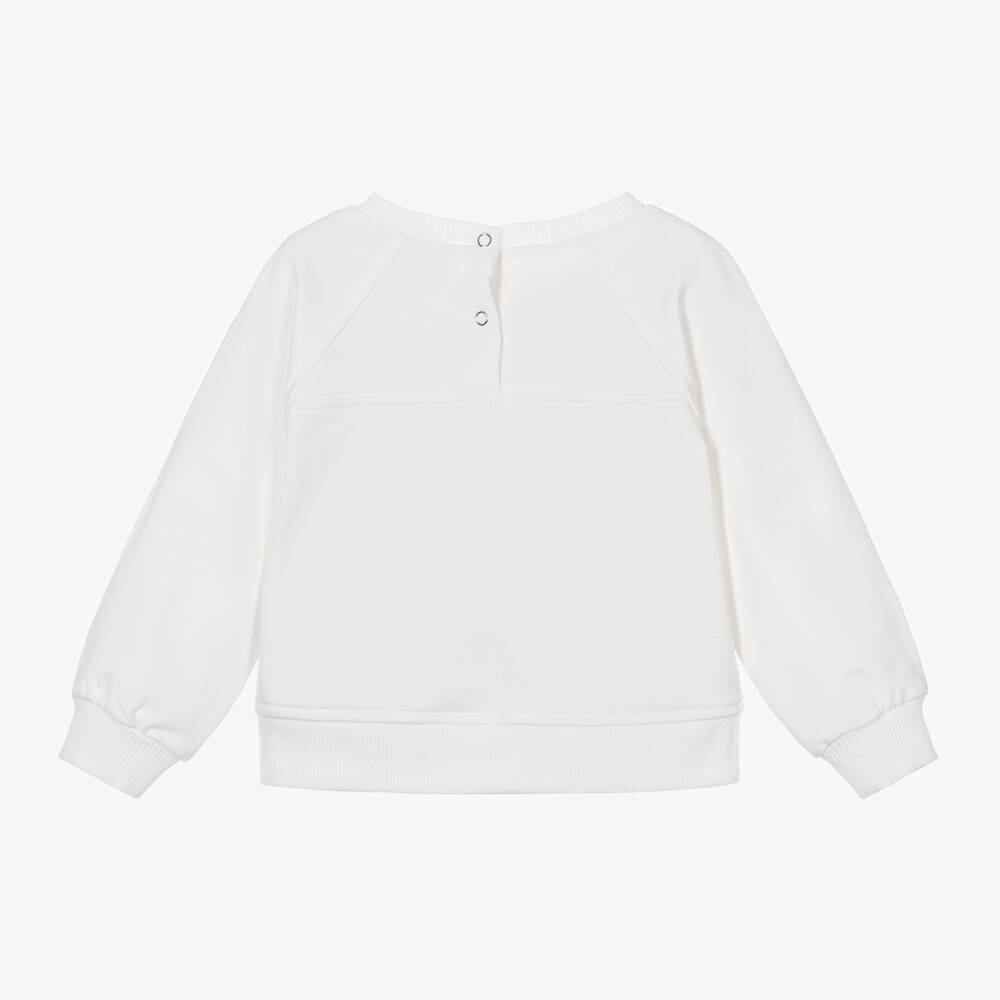 Monnalisa-Girls Ivory Cotton Cry Babies Sweatshirt | Childrensalon Outlet