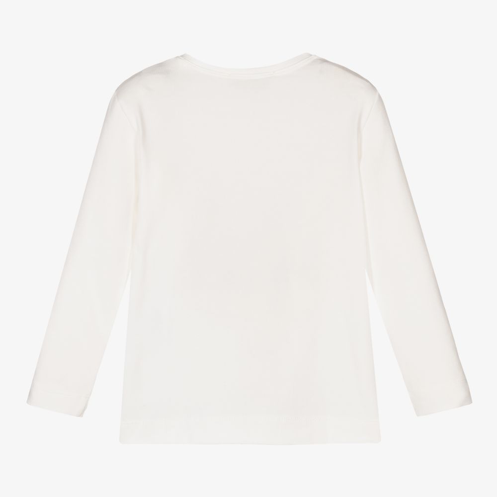 Monnalisa-Girls Ivory Cotton Floral Top | Childrensalon Outlet